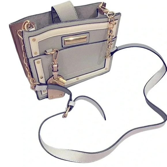 River Island Square Gray Cross Body Shoulder Bag Purse - Picture 1 of 11